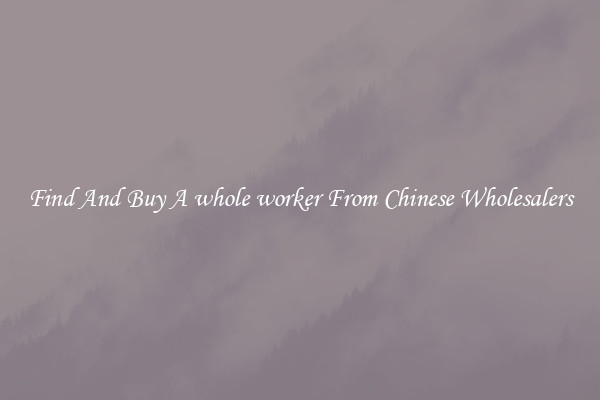Find And Buy A whole worker From Chinese Wholesalers
